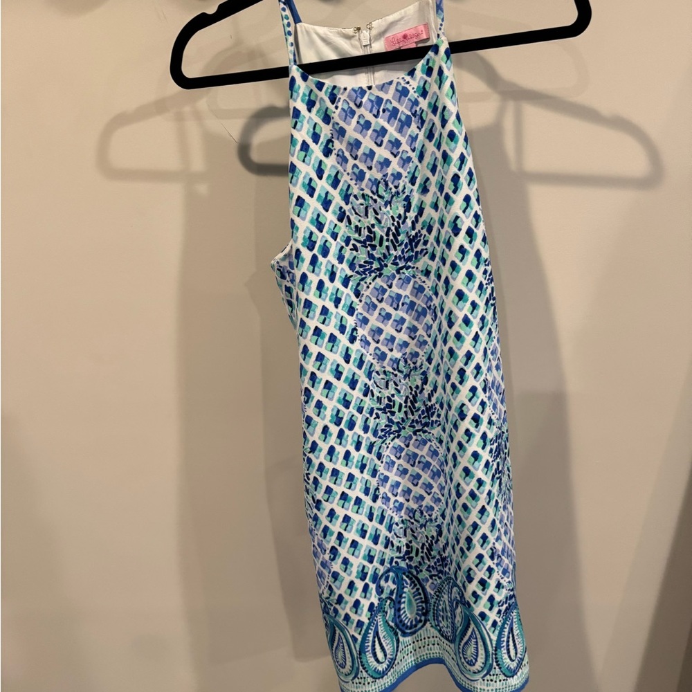 Lilly Pulitzer Blue and White Halter Dress